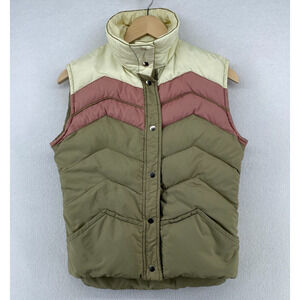 Vintage TEMPCO Vest Womens M Goose Down Insulated Puffer Snap Front Brown USA